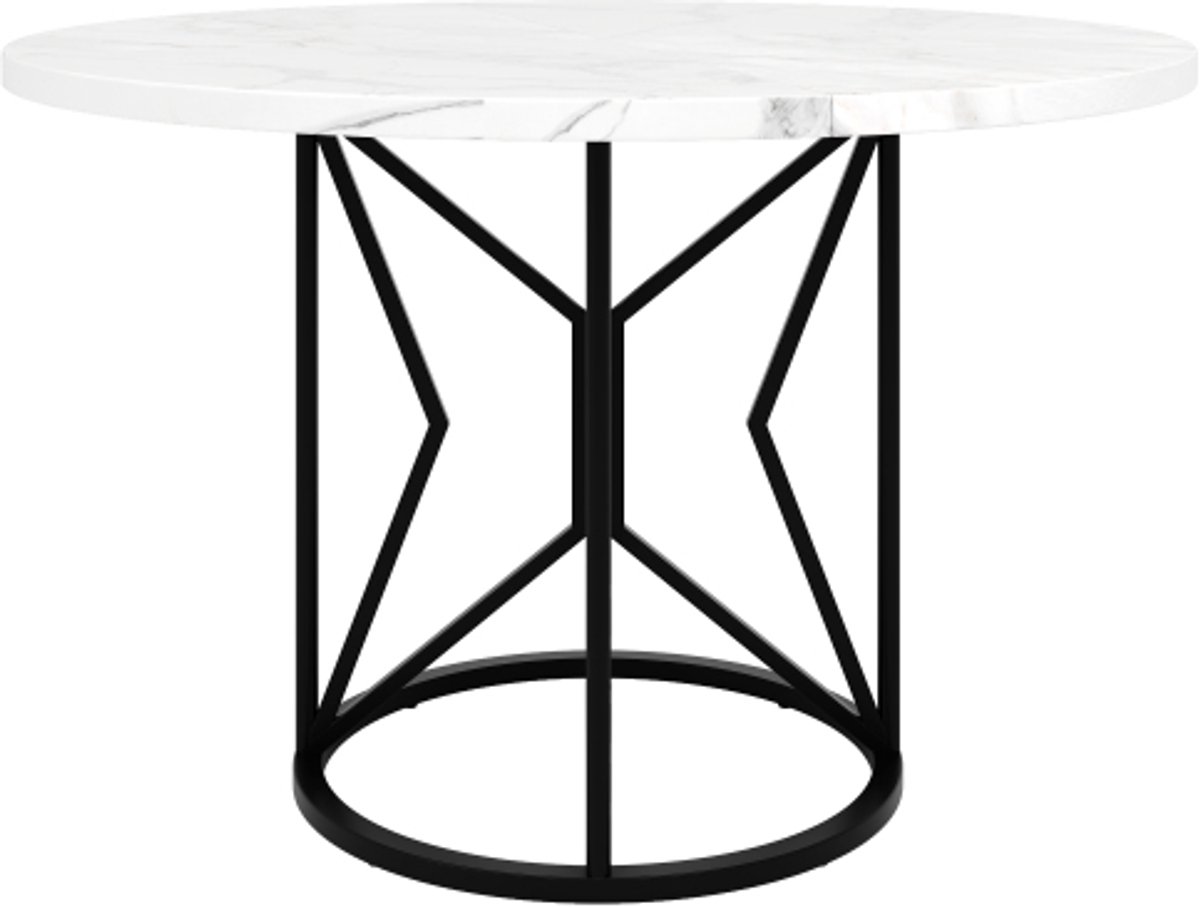 Ronde eettafel (100×100×76cm), keukentafel, ronde salontafel voor 4-6 personen, geschikt voor eetkamer, woonkamer, metalen tafelpoten, geometrische tafelpoten, zwarte poten