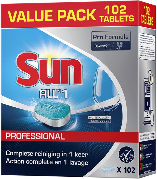 Sun all-in-1 - vaatwastabletten - 102 tabletten - voordeelverpakking
