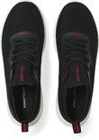 Zwarte sneakers van JACK & JONES met rode accenten, van bovenaf gezien.
