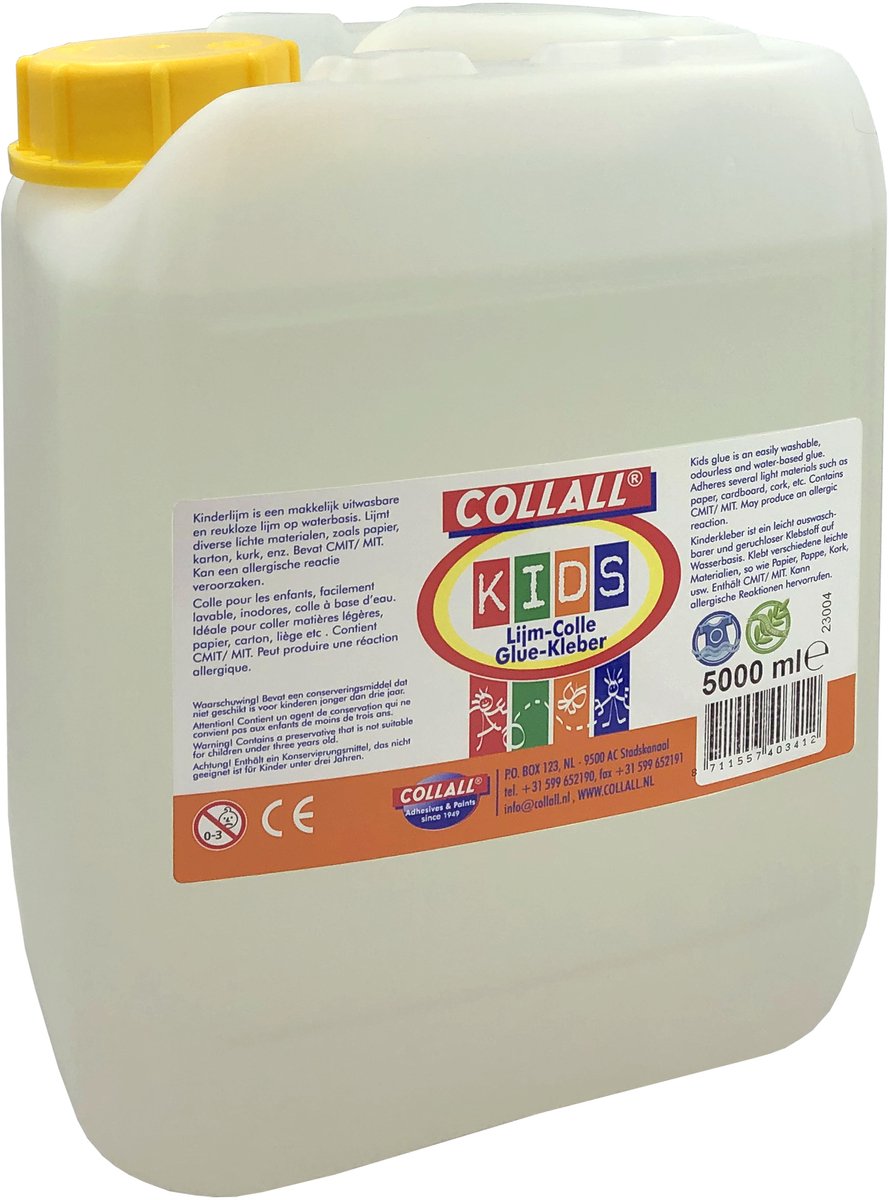Quantore kinderlijm uitwasbaar jerrycan 5L voor knutselen.