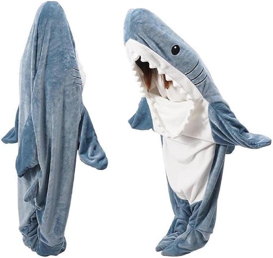 Haaienroze deken haai-onesie volwassen gezellige haai hoodie draagbare deken kinderen haaienkostuum haaigeschenken (XL voor 175-190 cm hoogte