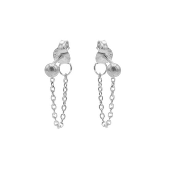Karma oorbel Chain Ball Silver-M1849