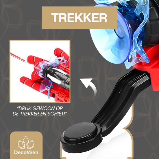 DecoVeen® Web shooter Pro - Gebaseerd op Spiderman - Handschoen - 3 Darts met Zuignap - Spider Speelgoed - Launcher