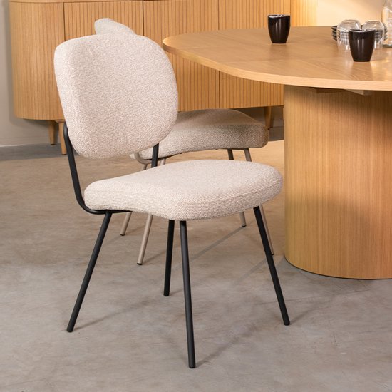 Chaise de salle à manger Singapour LABEL51 - Naturel - Tissu - Cadre noir - Chaise - Chaise de salle à manger normale