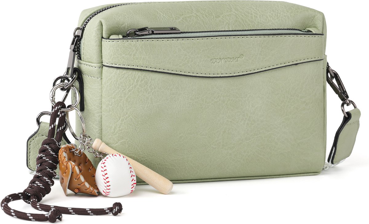 TAN.TOMI Dames Schoudertassen, Crossbody Tas, Crossbodytassen voor Dames met Verstelbare - Afneembare Brede Band - Lichtgroen
