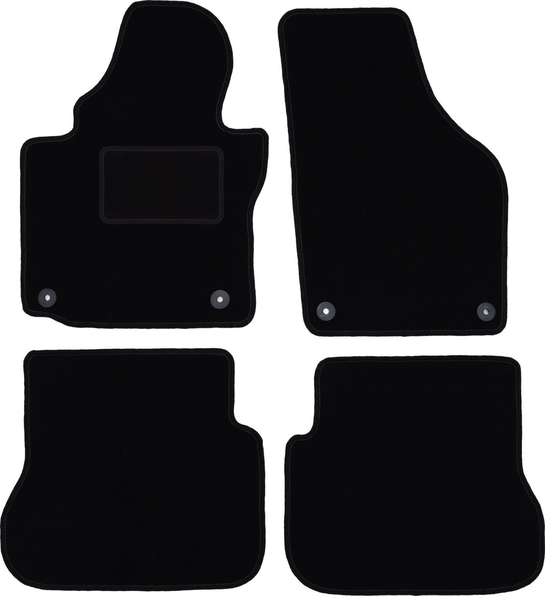 Zwarte velours vloermatten voor: Volkswagen Caddy 2K minivan (2004-2010)