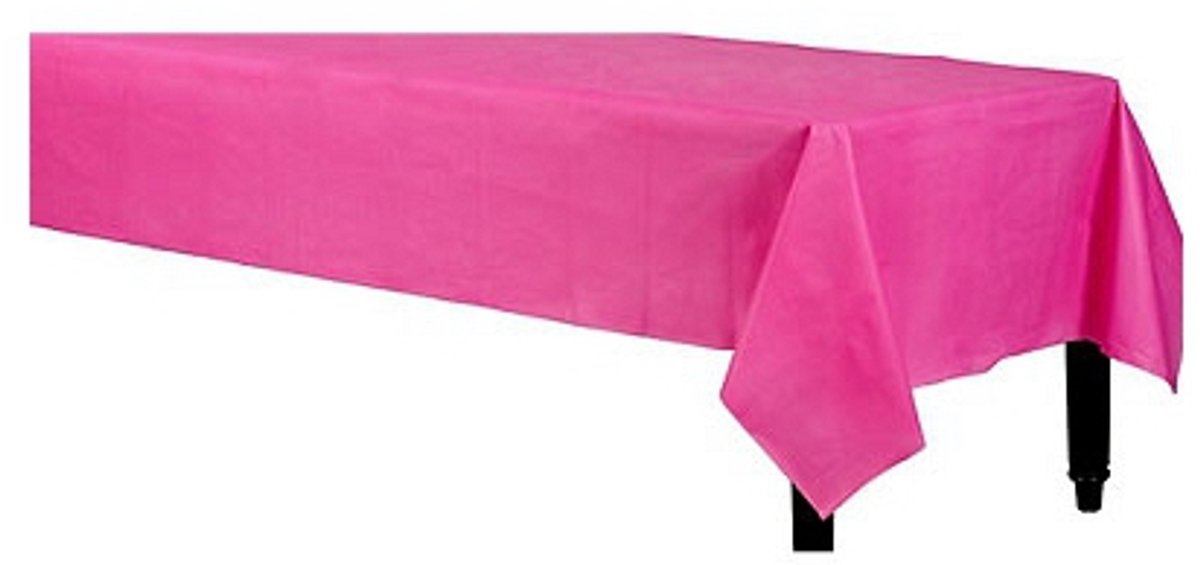 2x stuks tafelkleed fuchsia roze 140 x 240 cm - tafellakens van plastic - Feestartikelen/versiering