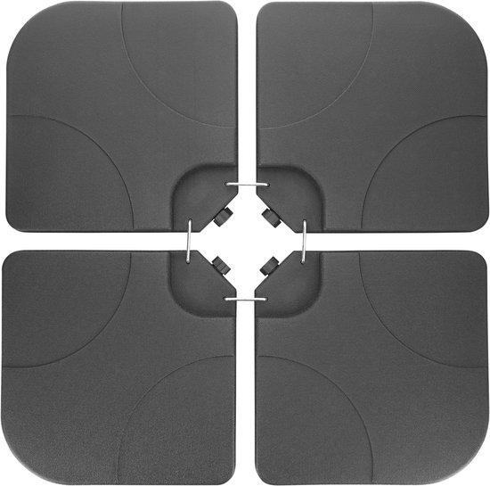 ACAZA Parasolvoet - Parasoltegels - Parasolvoeten - tot 72 kg - Zwart - Set van 4 - Parasoltegels voor Kruisvoet - Parasol Voet - Parasol Tegels voor Zweefparasol - Parasol Tegels