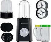 KitchenBrothers Smoothie Blender - 2-in-1 - Blender to Go - 4 Bekers - Smoothie Maker To Go - Mini Blender - Zwart