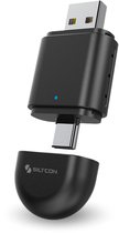 Siltcon® 2-in-1 Geschikt voor Carplay Dongle - Geschikt voor Android Auto Dongle - USB A - USB-C - Zwart - 2025 Model