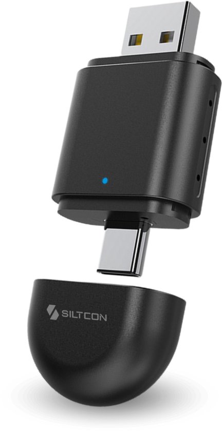 Siltcon® 2-in-1 Carplay Dongle - Android Auto Dongle - Carplay Apple Geschikt - Carplay Draadloos Geschikt - Wireless Carplay Geschikt - Android Auto Geschikt - USB - USB-C - Zwart - 2025 Model