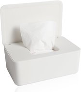 Vochtig Toiletpapier Houder - Wit - Tissue box - Natte doekjes - Opbergbox voor Vochtige Doekjes, Babydoekjes en Tissues - Siliconen Afdichting - Toiletpapier houder - Vochtige doekjes dispenser - houder - vochtig toiletpapier doosje - tissuehouder