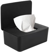 Vochtig Toiletpapier Houder - Zwart - Tissue box - Natte doekjes - Opbergbox voor Vochtige Doekjes, Babydoekjes en Tissues - Siliconen Afdichting - Toiletpapier houder - Vochtige doekjes dispenser - houder - vochtig toiletpapier doosje - tissuehouder
