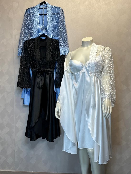 Satijnen lingerie set - zwart