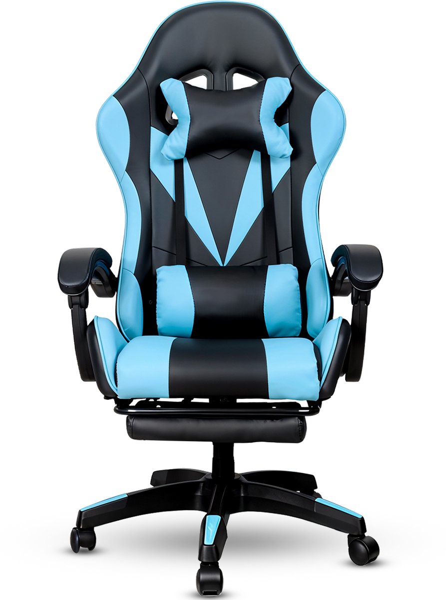 Bayt Gamingstoel - Gaming chair - Game stoel - Comfort gamer stoel - Zwart en Lichtblauw