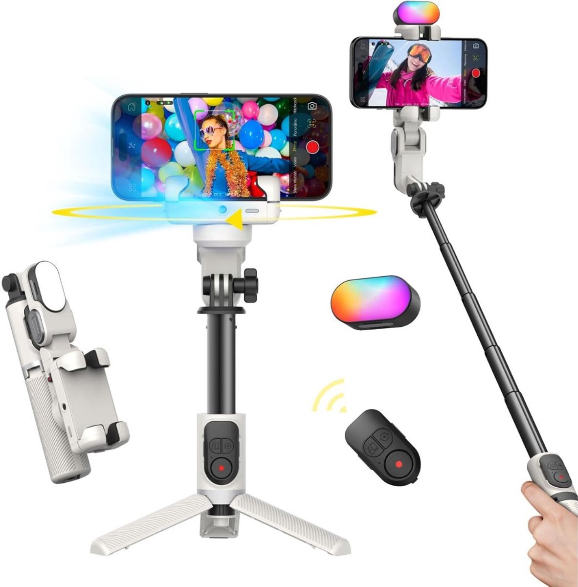 CRLYN® Gimbal Smartphone - Selfiestick - Tripod - Wit