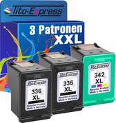 Set van 3x gerecyclede inkt cartridges voor HP 336XL & 342XL