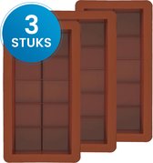 Chocoladereep Vormen - 3 Delige Set - Siliconen - Chocoladevorm - Chocolade Mal - Bakvorm Chocolade - Chocolade tablet - Flexibel & BPA-vrij - Oven- en Vriezerbestendig - Herbruikbaar - Bruin
