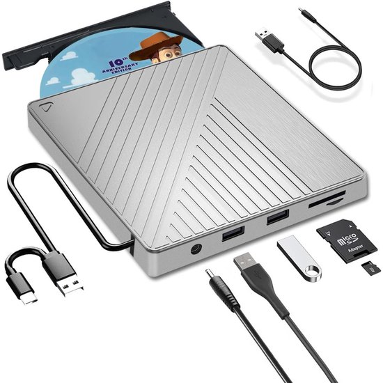 Dvd Computer Plug In CLGP® Externe DVD Speler voor Laptop - CD Brander - Plug & Play | bol