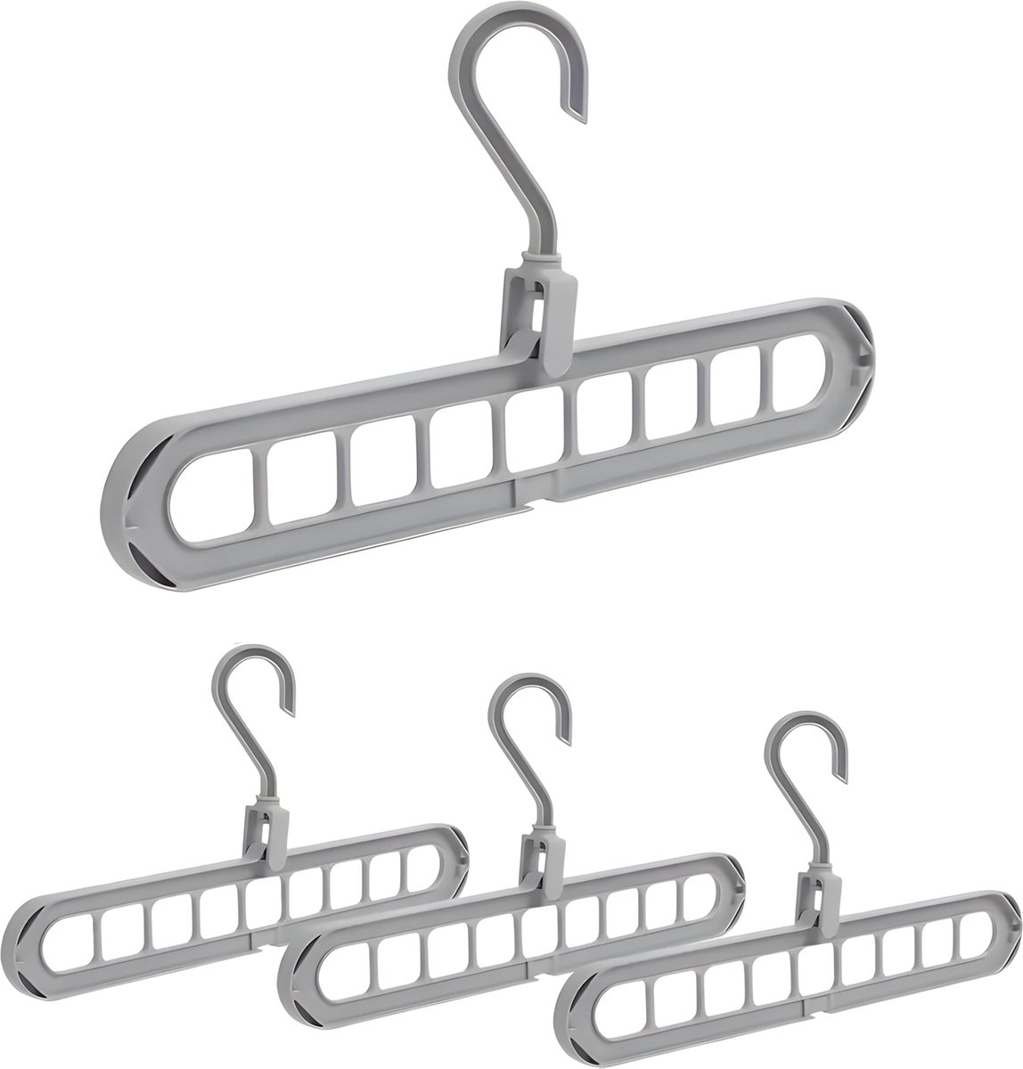 PolkaHome® 3-delige Set Kledinghangers, Zware Plastic 9-Sleuf Opvouwbare Hangers – Ruimtebesparende Kastorganizers voor Garderobes, Studentenkamers & Kledingwinkels – Duurzaam en Compact Ontwerp voor Efficiënte Opbergruimte