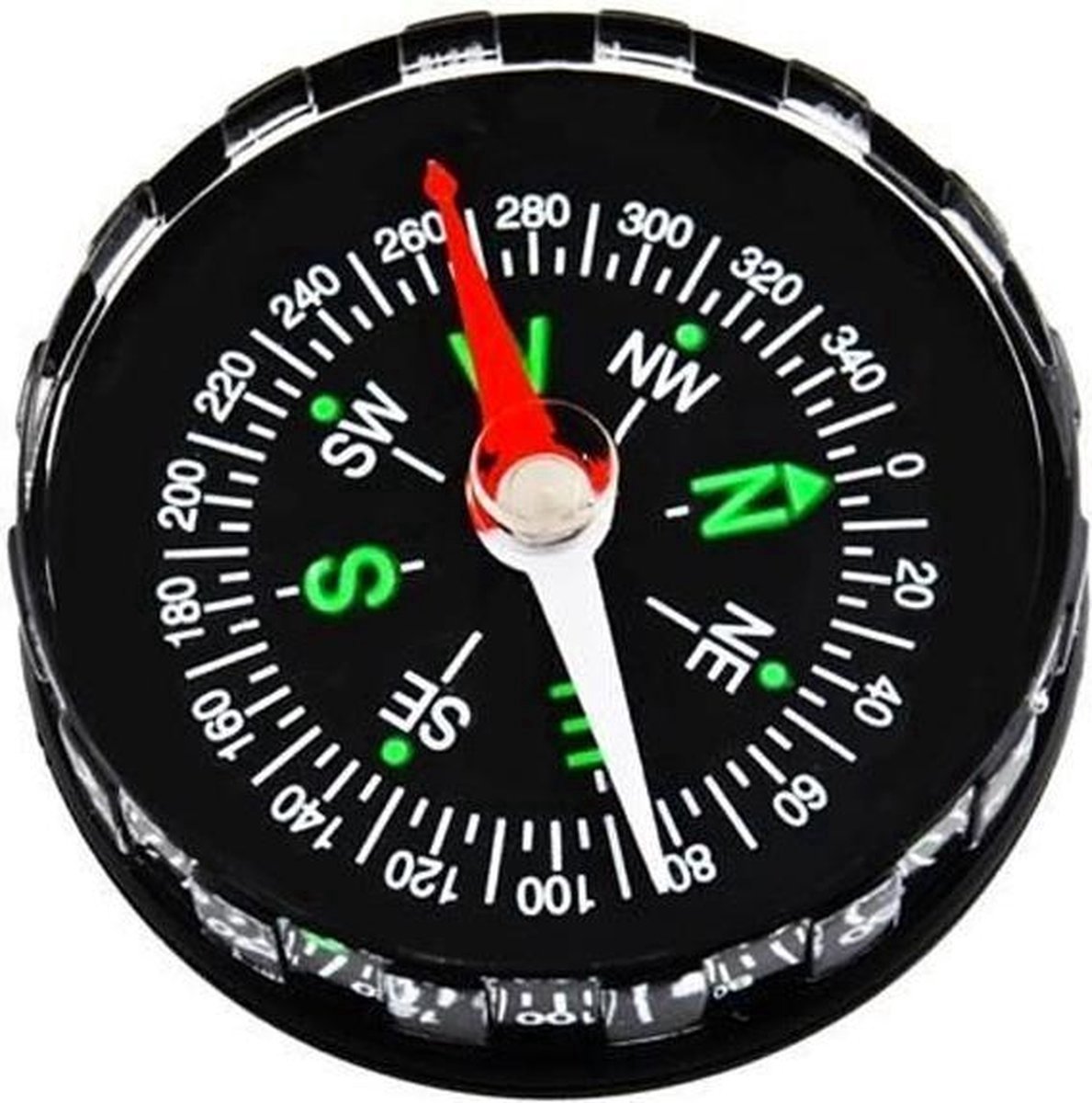 New Age Devi - Zwart rond mini kompas - perfect voor outdoor activiteiten
