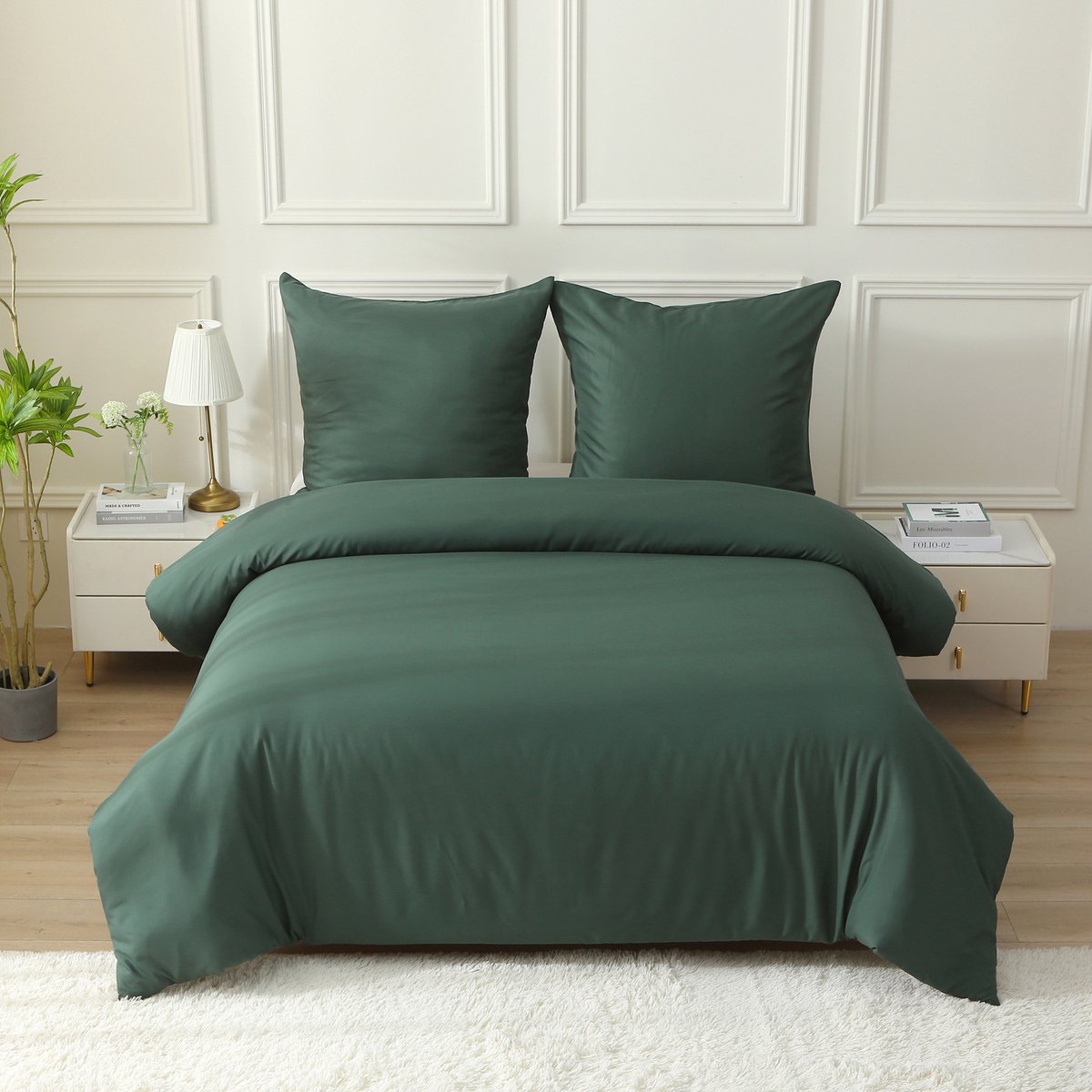 HAUSS SPOLE Dekbedovertrekset – Zacht Ademend En Kleurvast – Voor Slaapkamer – 155x220cm + 80x80cm – Polyester – Maldegroen