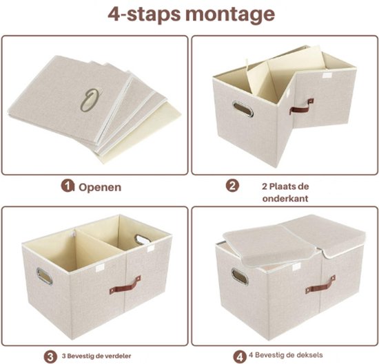 Nova opbergdoos textiel gebroken wit 19x28x28 cm kopen? | Opbergboxen & dozen