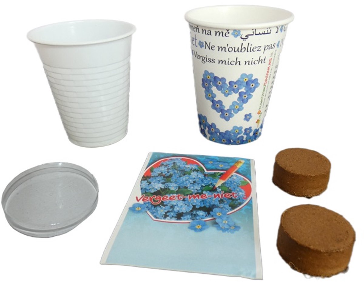 24 stuks - Flowercup Vergeet me niet, bedankje Mantelzorg, Afscheid collega, Uitvaart, Parkinson, Dementie