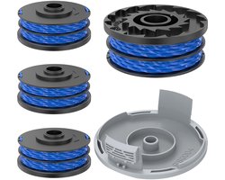 Geschikt voor Draadspoelen, compatibel met Ryobi RLT4027, RLT5027 en RLT6030, uitwisselbaar met originele RAC123. (4 reserve garenklossen + 1 klosdeksel)