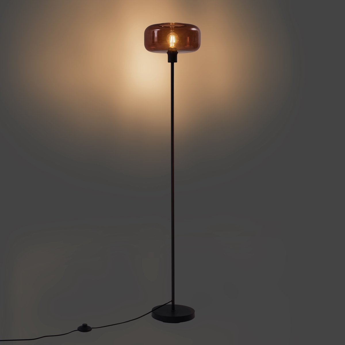 QAZQA bizle - Retro Vloerlamp | Staande Lamp - 1 lichts - H 146 cm - Brons - Woonkamer | Slaapkamer | Keuken thumbnail 2