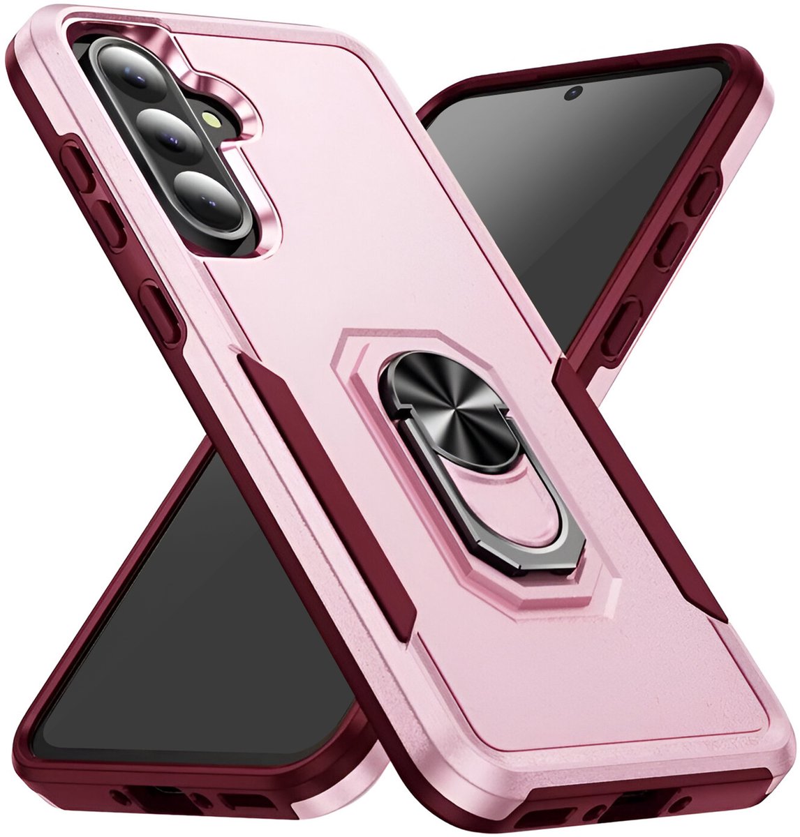 Avizar Schokbestendig Hoesje Geschikt voor Samsung Galaxy A56 Support Ring, Roze