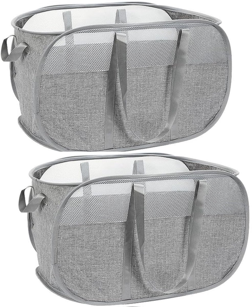 Unyqoos® Opvouwbare Pop-up Wasmand met Ademend Mesh en Ruimtebesparend Ontwerp voor Thuis en Reizen