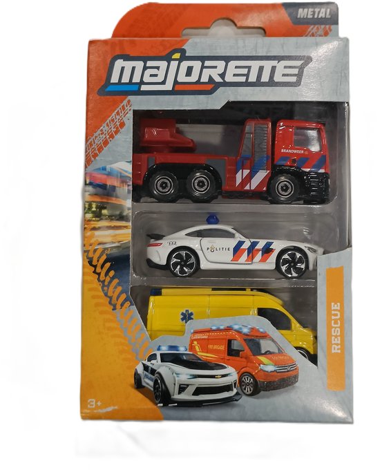 Majorette - speelgoedvoertuigen SOS - brandweer - Politie - Ambulance - 7,5cm