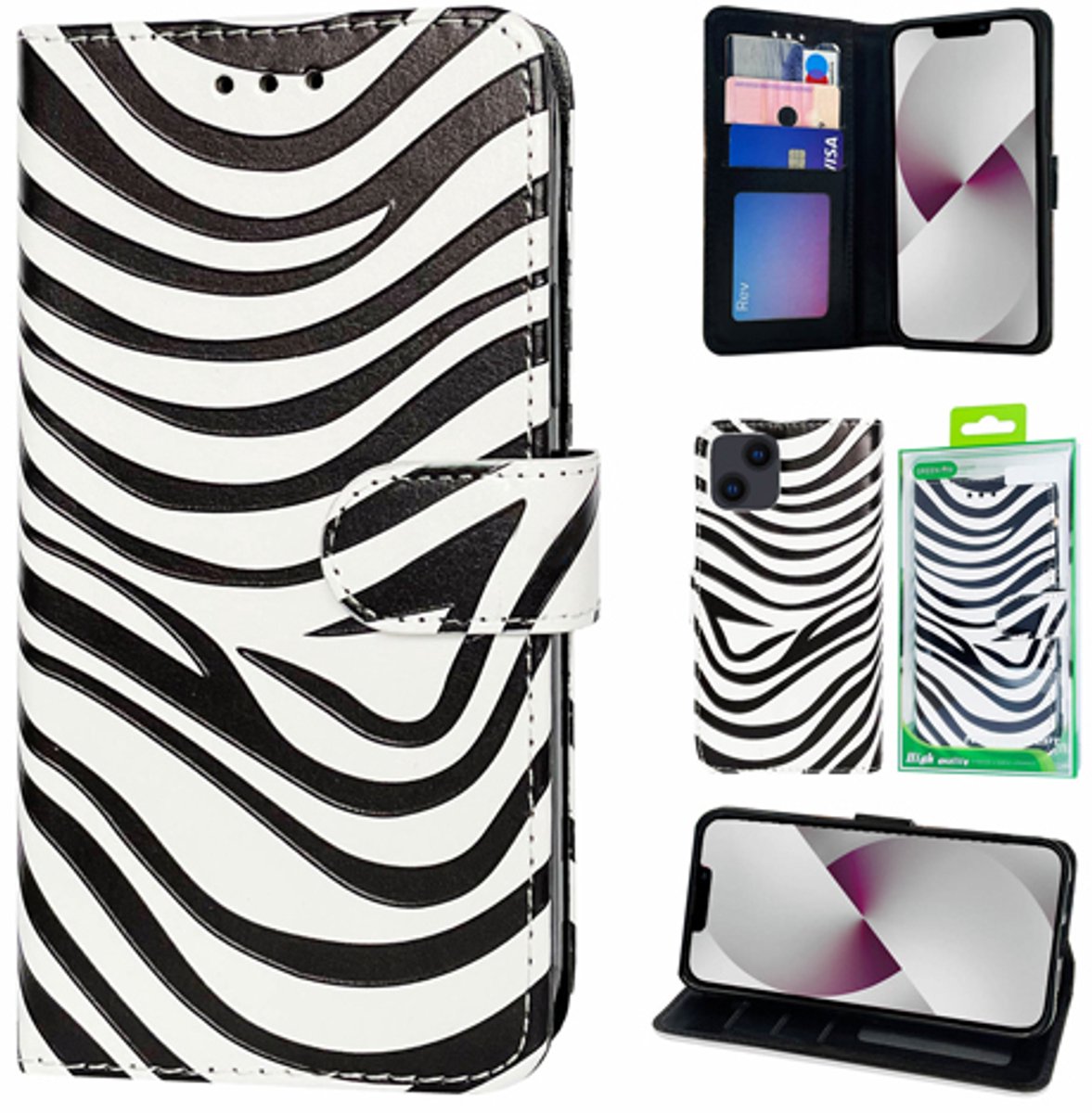 Telefoonhoesje Geschikt voor Samsung S20 - Book Case - Zebra Printje - Ruimte voor 3 pasjes