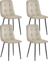 Bol.com Colenis - Ela Eetkamerstoel - Set Van 4- Beige - Fluweel - Velvet - Industrieel aanbieding