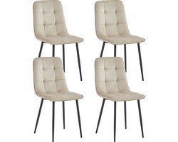 Colenis - Ela Eetkamerstoel - Set Van 4- Beige - Fluweel - Velvet - Industrieel