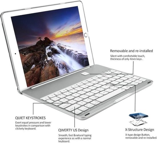 iPad Pro 9.7 toetsenbord hoes zilver iPad Pro 9.7 toetsenbord hoes zilver
