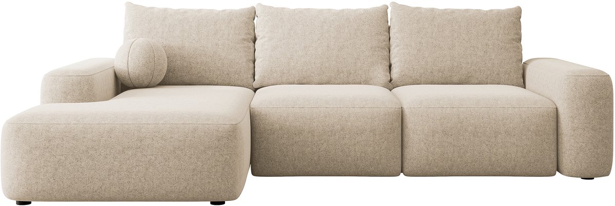 Selsey Hoekbank met slaapfunctie Carnos - beige chenille - linkszijdig