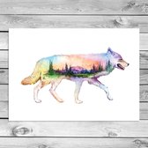 DesignClaud Wolf - Waterverf stijl poster - Landschap A3 poster (29,7x42 cm)