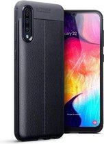 Samsung Galaxy A50 / A30S hoesje, gel case lederlook, zwart | GSM Hoesje / Telefoonhoesje Geschikt Voor: Samsung Galaxy A50