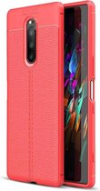 Sony Xperia 1 hoesje, gel case lederlook, rood | GSM Hoesje / Telefoonhoesje Geschikt Voor: Sony Xperia 1