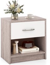 COSTWAY Nachtkastje met lade, 2 niveaus Bijzettafel met open plank