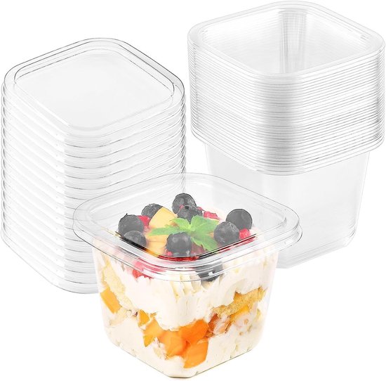 SEUNMUK 100 stuks doorzichtige plastic dessertkopjes, 360ml/12oz