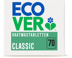 Ecover Classic - Vaatwastabletten - 70 stuks - verwijdert aangekoekte resten - frisse geur