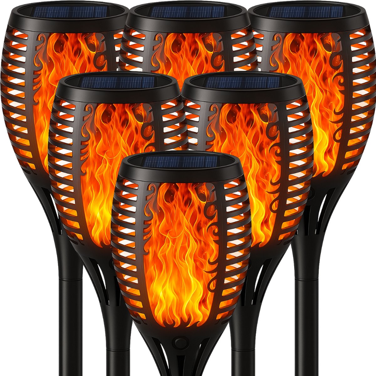 6 Stuks - Solar Tuinfakkel - XXL – Tuinverlichting op zonne-energie – Buitenverlichting - 74CM