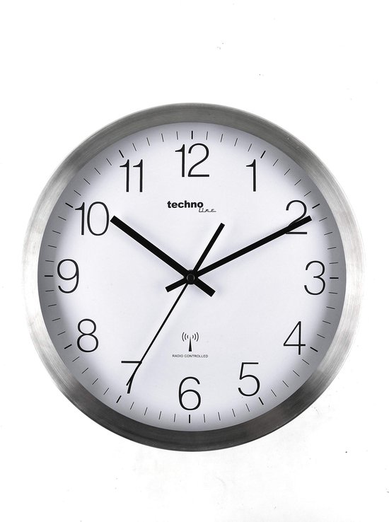 Technoline Orologio Da Parete WT 8910: Radiocontrollato, Telaio In Metallo Argento, Quadrante 30 Cm, Ora Legale Automatica