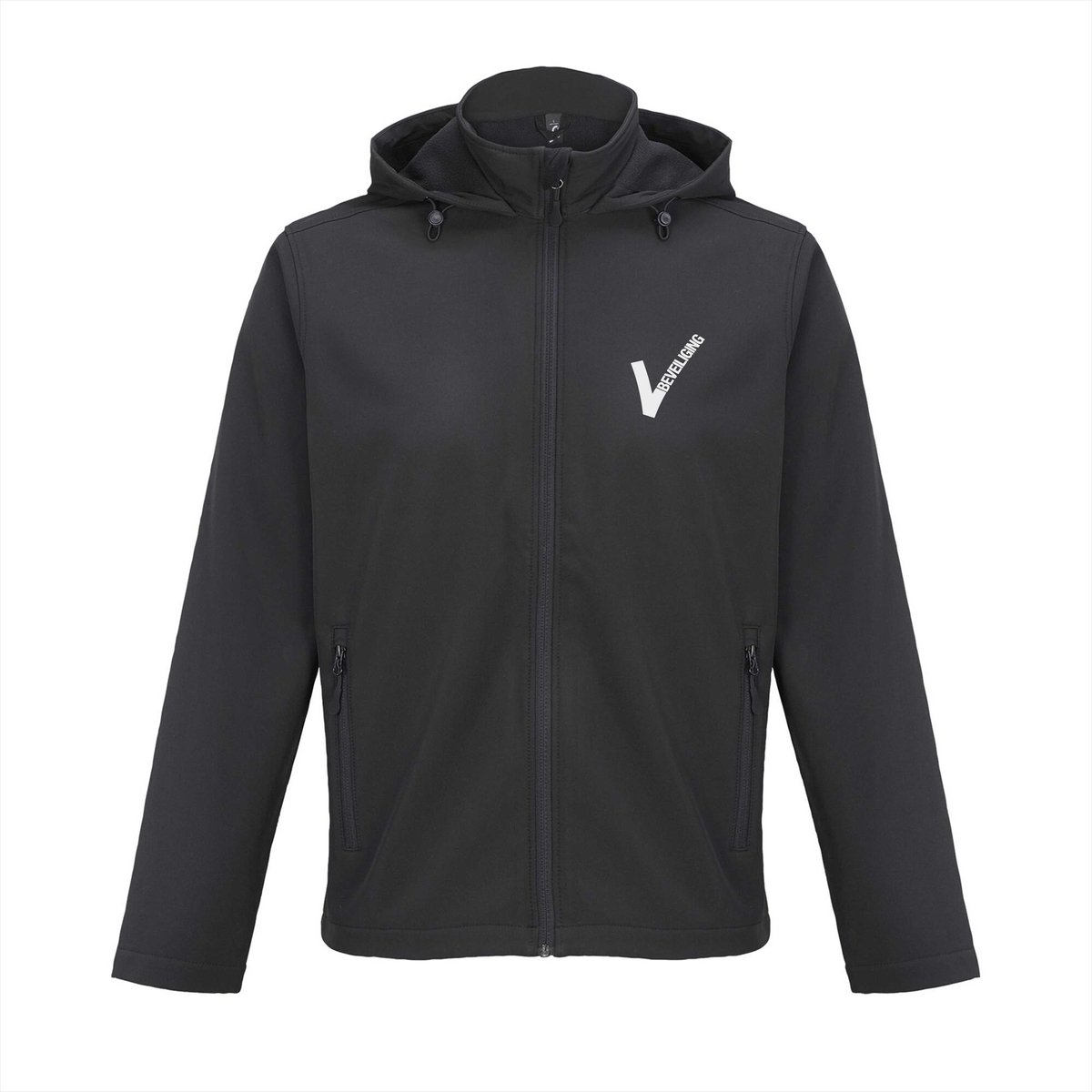 Security softshell jas met capuchon – Waterafstotend – 2-laags - Zwart - Maat 4XL