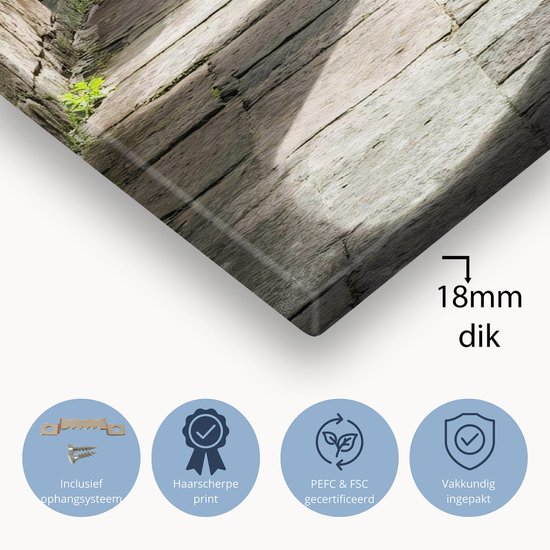 Ancien couloir en pierre avec voûtes - Tableau Architecture sur toile - Peinture sur toile couloir - Colonnes - Décoration murale campagne - Accessoires salon - toile 40x60 cm
