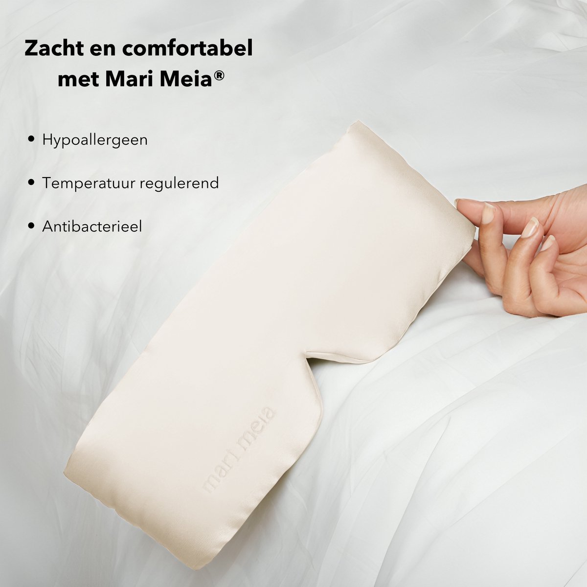 Mari Meia® Zijden Slaapmasker – Oogmasker – Anti Rimpel – Zijde – 100% Verduisterend – Full Cover - Hypoallergeen - Crème - Verschillende Kleuren — afbeelding 2