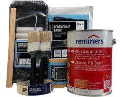 Klusrr | Houtbehandelbox 12-delig | 2,5L Douglas |Voor Schuren & Beitsen van Tuinhout | Compleet Totaalpakket met Professionele Materialen van Flocx & Remmers